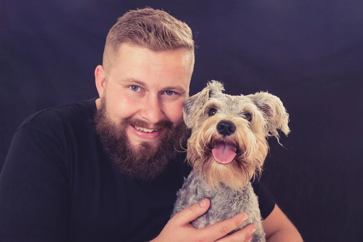2 schnauzers in Auckland studio — Yellow Lab Pet Photographer