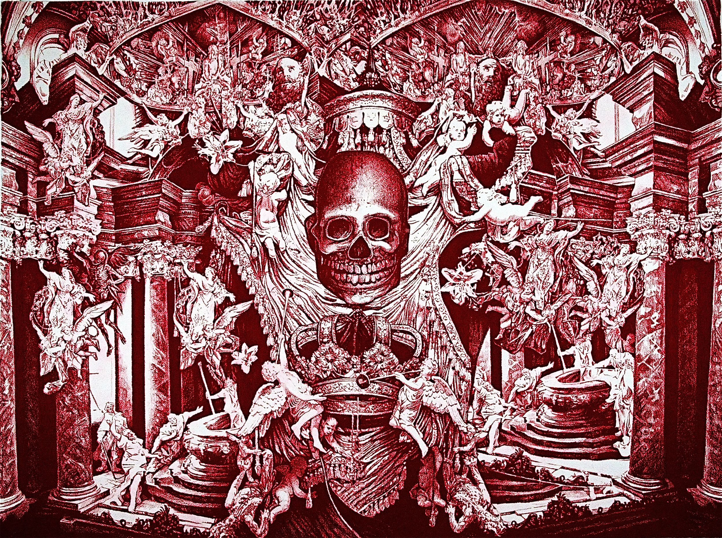 " ARS MORIENDI ( The Art of Dying Well)" Oil pastel on Canvas 60 X 80 inches, 2006
