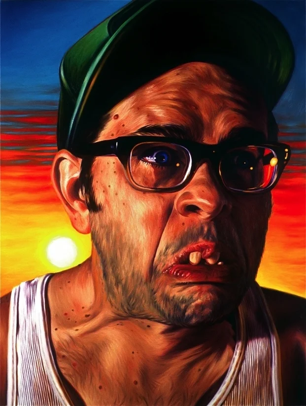 "YOUR PROCTOLOGIST CALLED, THEY FOUND YOUR HEAD", oil on canvas, 48x64in., 2001