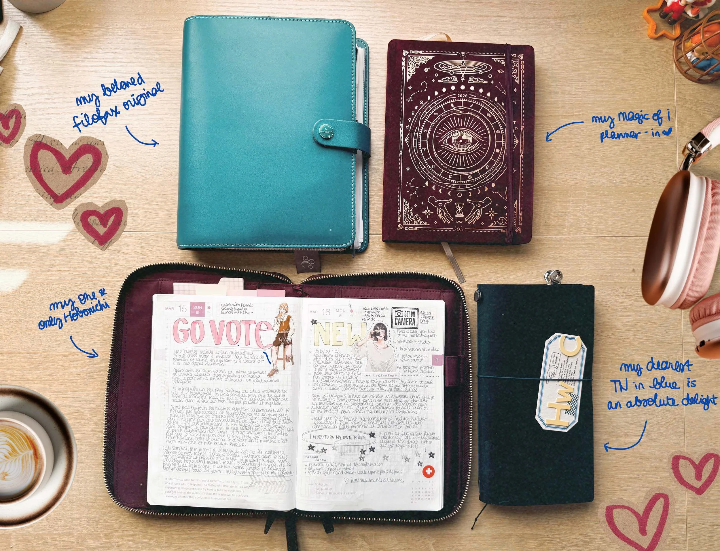 Filofax, Magic of I, Hobonichi and Traveler's Notebook planners and journals