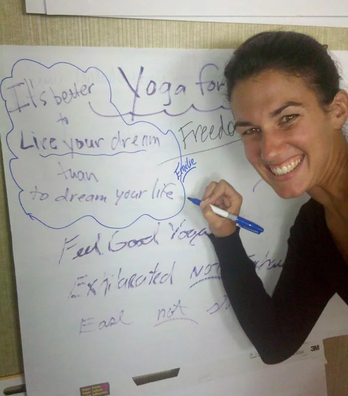 Emilie Dailliere created a successful yoga business, Yoga Esprit Surf, on tje South West coast in France after graduating from the Yoga for Surfers® Teacher Training Prorgam