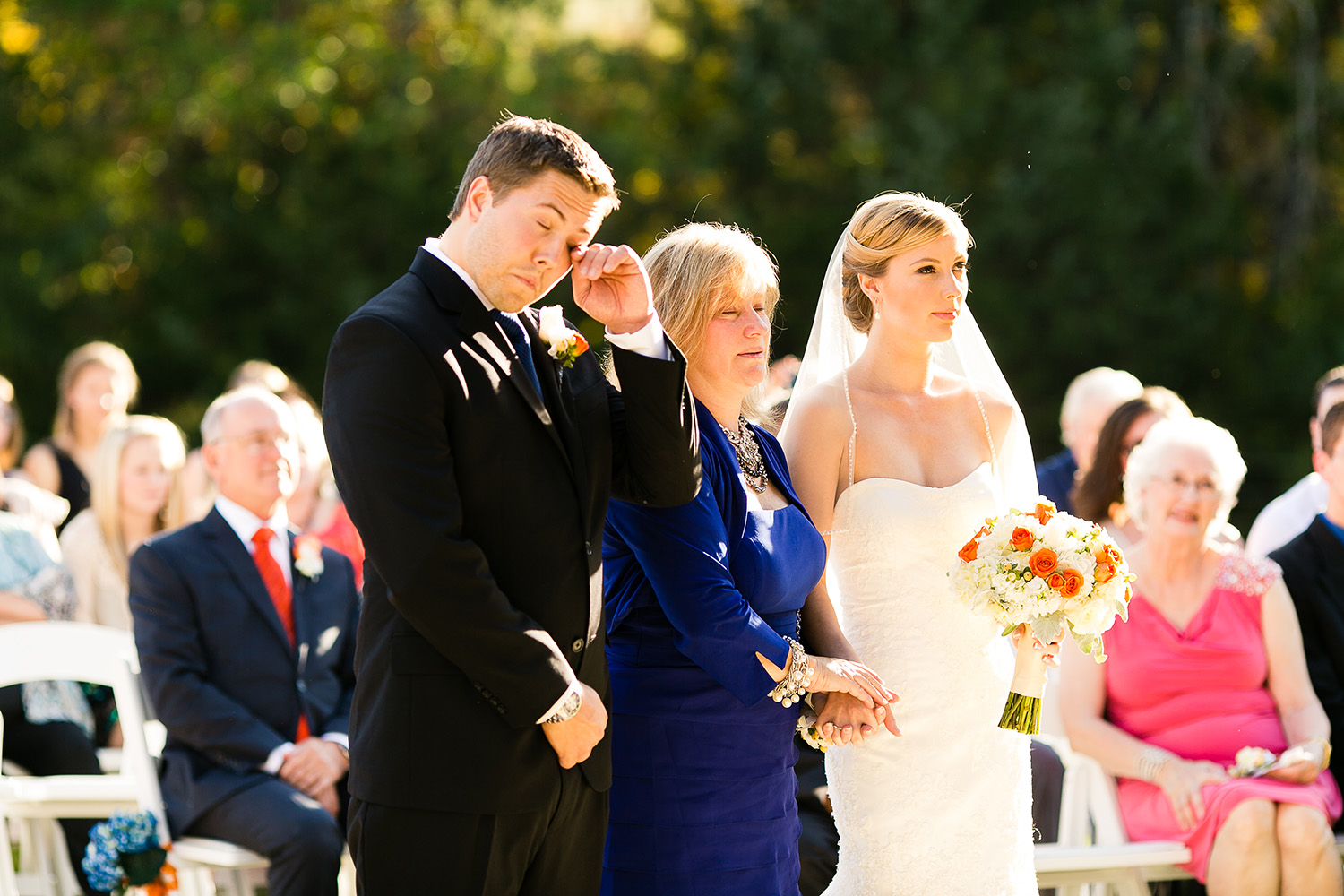 Another outdoor fall wedding. This ceremony was earlier...a couple of hours before sunset. The light was gorgeous, although some of the highlights were a little strong. 