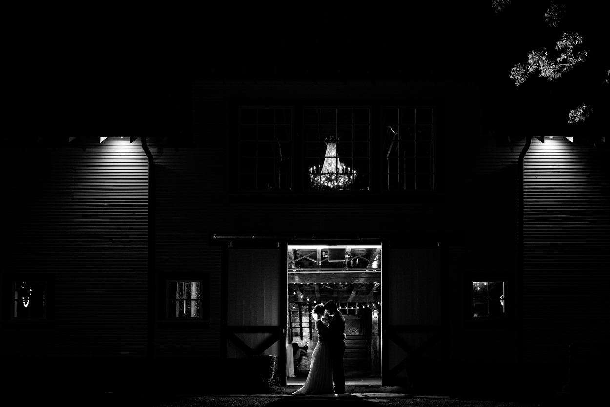 black and white portrait night