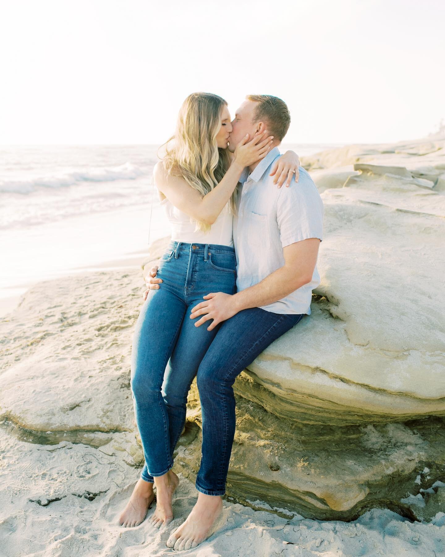 Kyle + Caitlin just sittin reallll cute over here🌟

We had a blast poppin champagne &amp; playing in the sand during their engagement session! My favorite thing was afterwards, when Caitlin showed me a picture of them on the beach from PROM. She sai