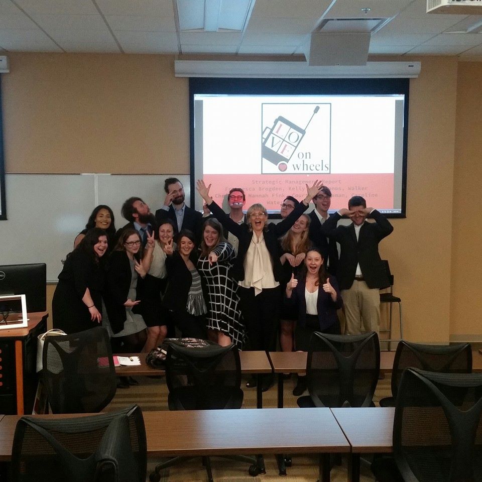 Business students at Belmont University give presentations about Love On Wheels