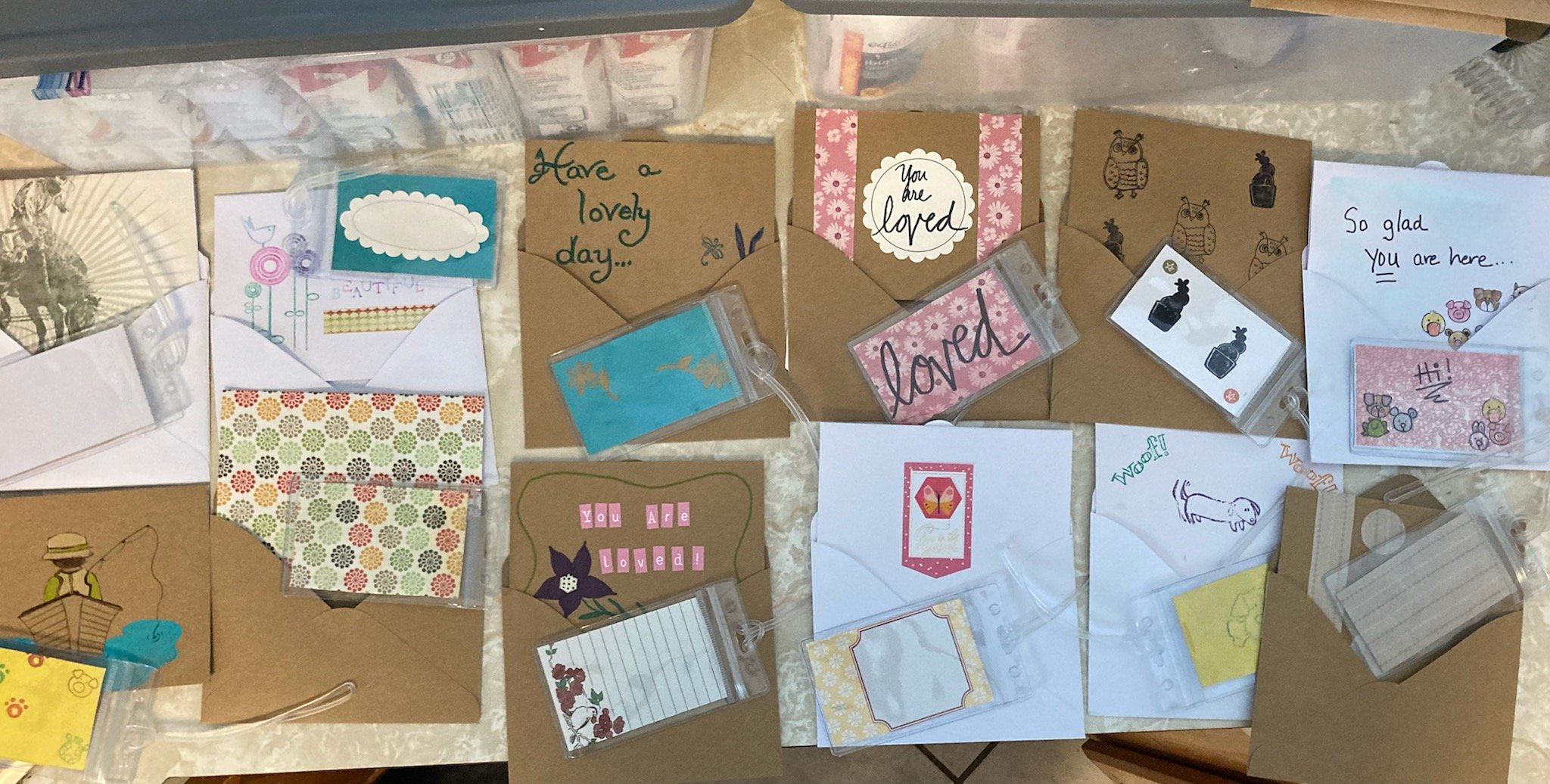 The Creative Women's Circle at Aspen Grove Christian Church of Franklin made a huge batch of beautiful and inspiring tags and corresponding Love Notes for their November project.