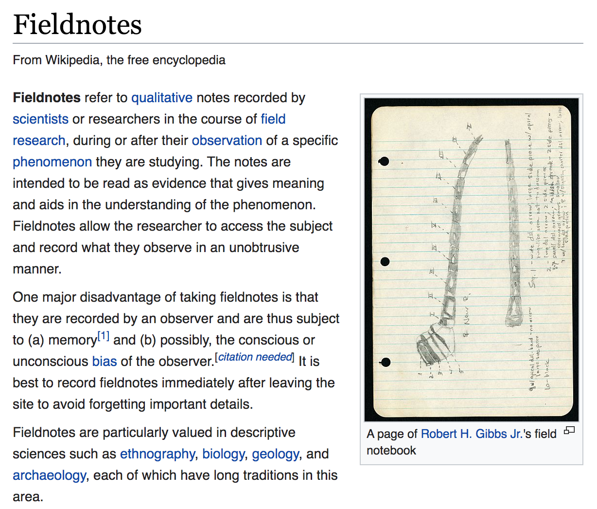Fieldnotes - Wikipedia