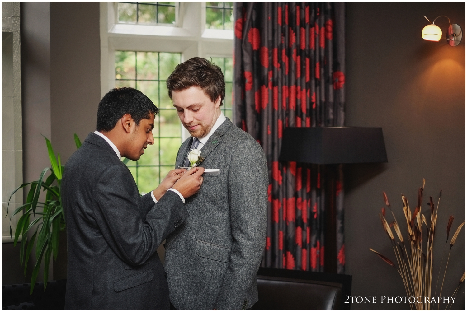 Grrom getting ready for his wedding in Jesmond Dene House Hotel