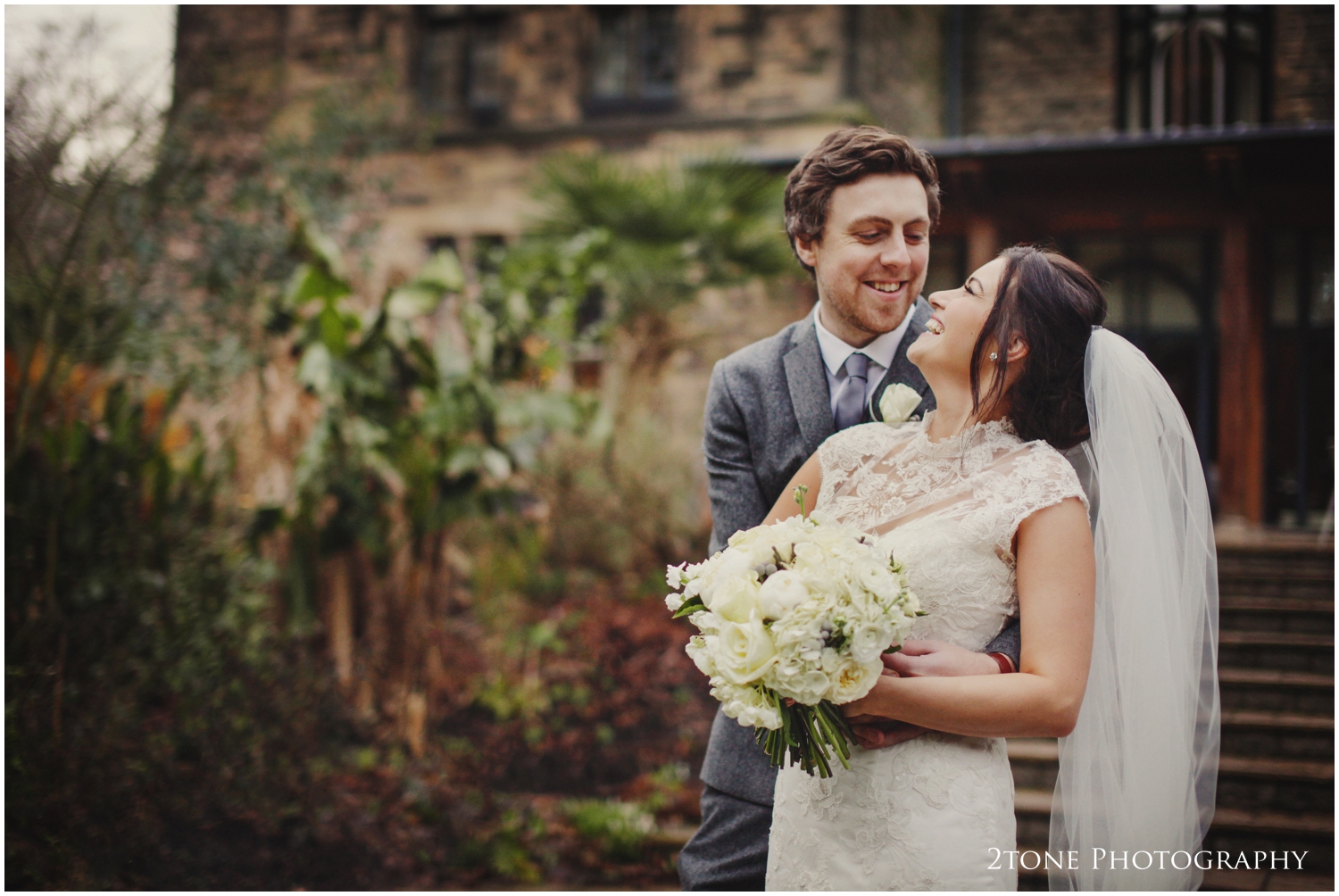 Bride and Groom at Winter Jesmond Dene House Hotel newcastle