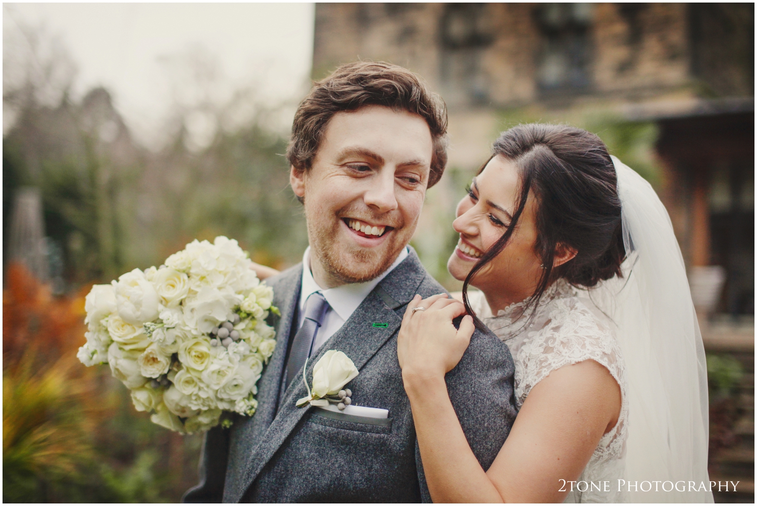 Bride and Groom at winter wedding in newcastle
