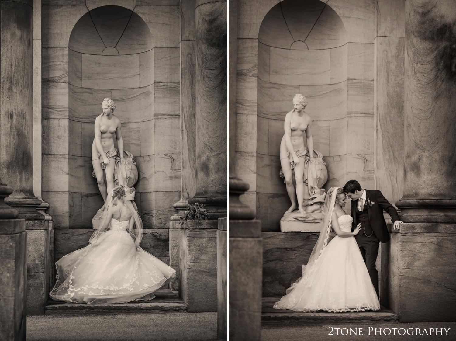 Bride and Groom at Wynyard Hall 