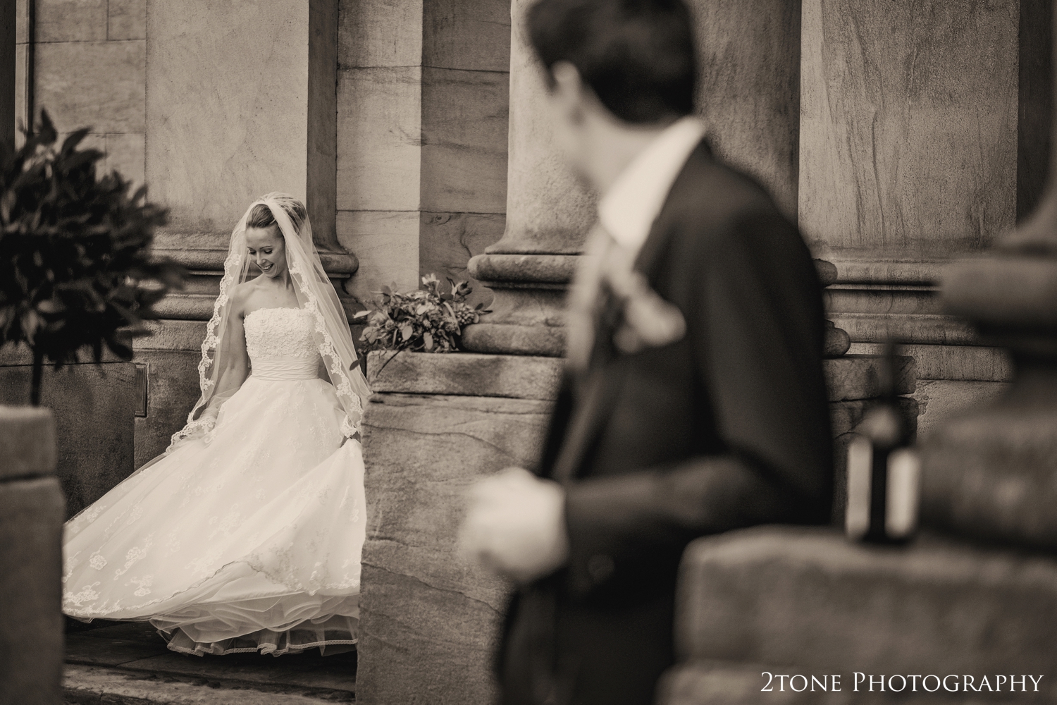 Bride and Groom at Wynyard Hall 