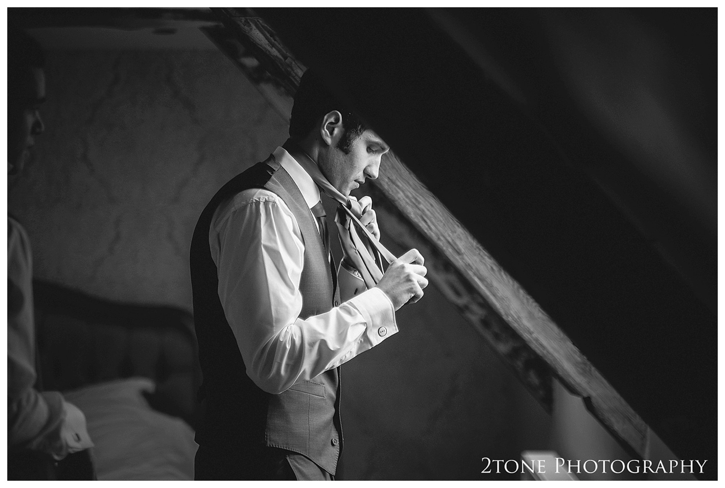  Groom's preparations at the Cook and Barker.  Eshott Hall wedding photographs by wedding photographers based in Durham and the North East.  www.2tonephotography.co.uk. 