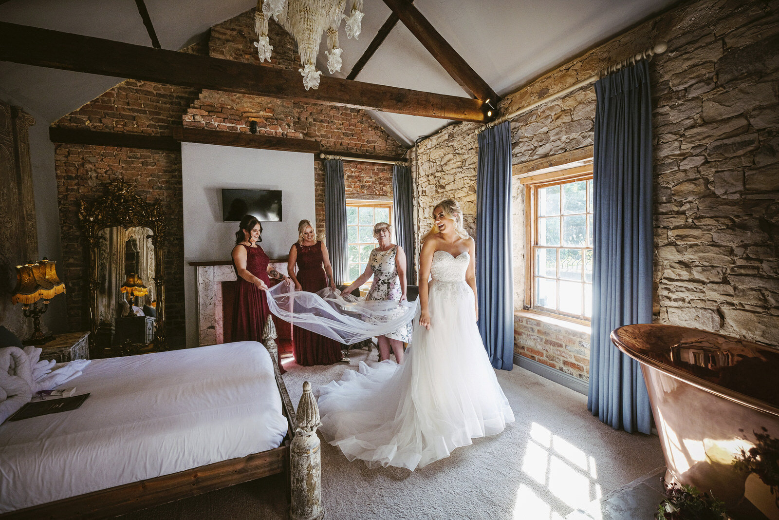 Bridal preparations at Le Petit Chateau in Northumberland