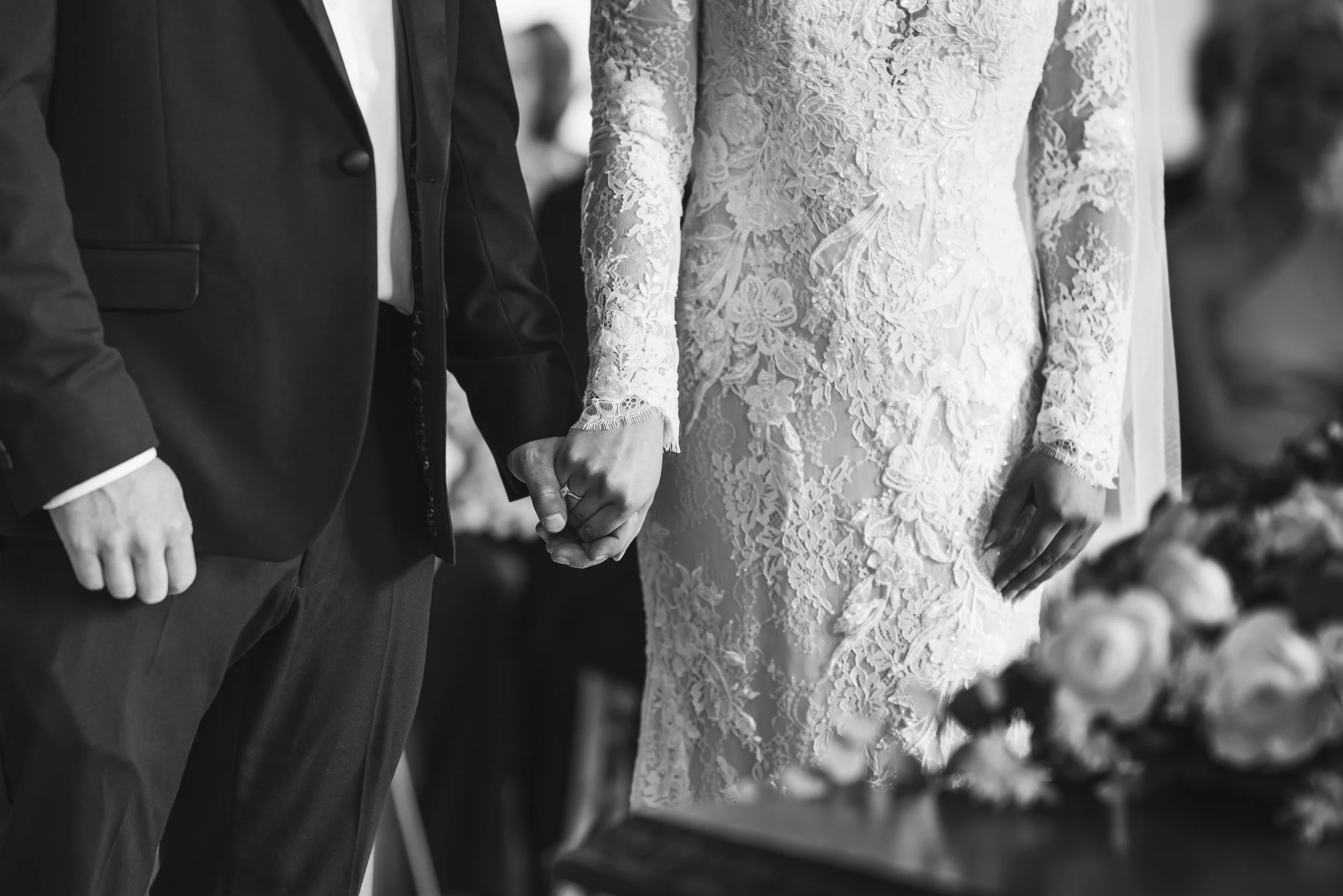 2tone Photography Beamish Hall Wedding Ceremony Couple Holding Hands.jpg