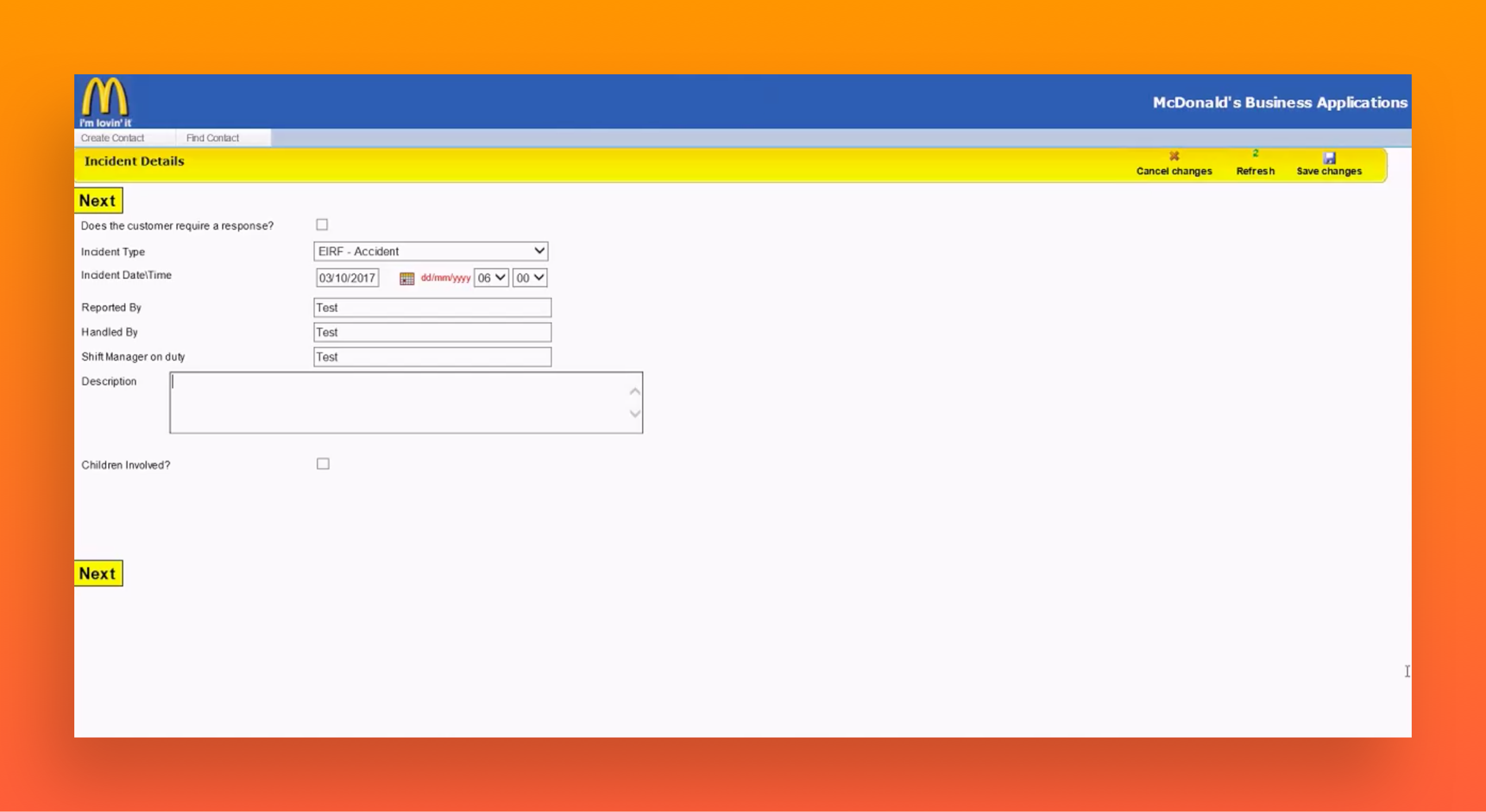 A very notable example of McDonald's internal applications before a comprehensive design system was put into practice. This application was used by global McDonald's staff to report and keep track of incidents in all of 36,900 restaurants. It was no