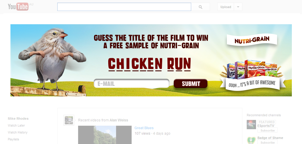 People play charades with the birds on YouTube Masterhead