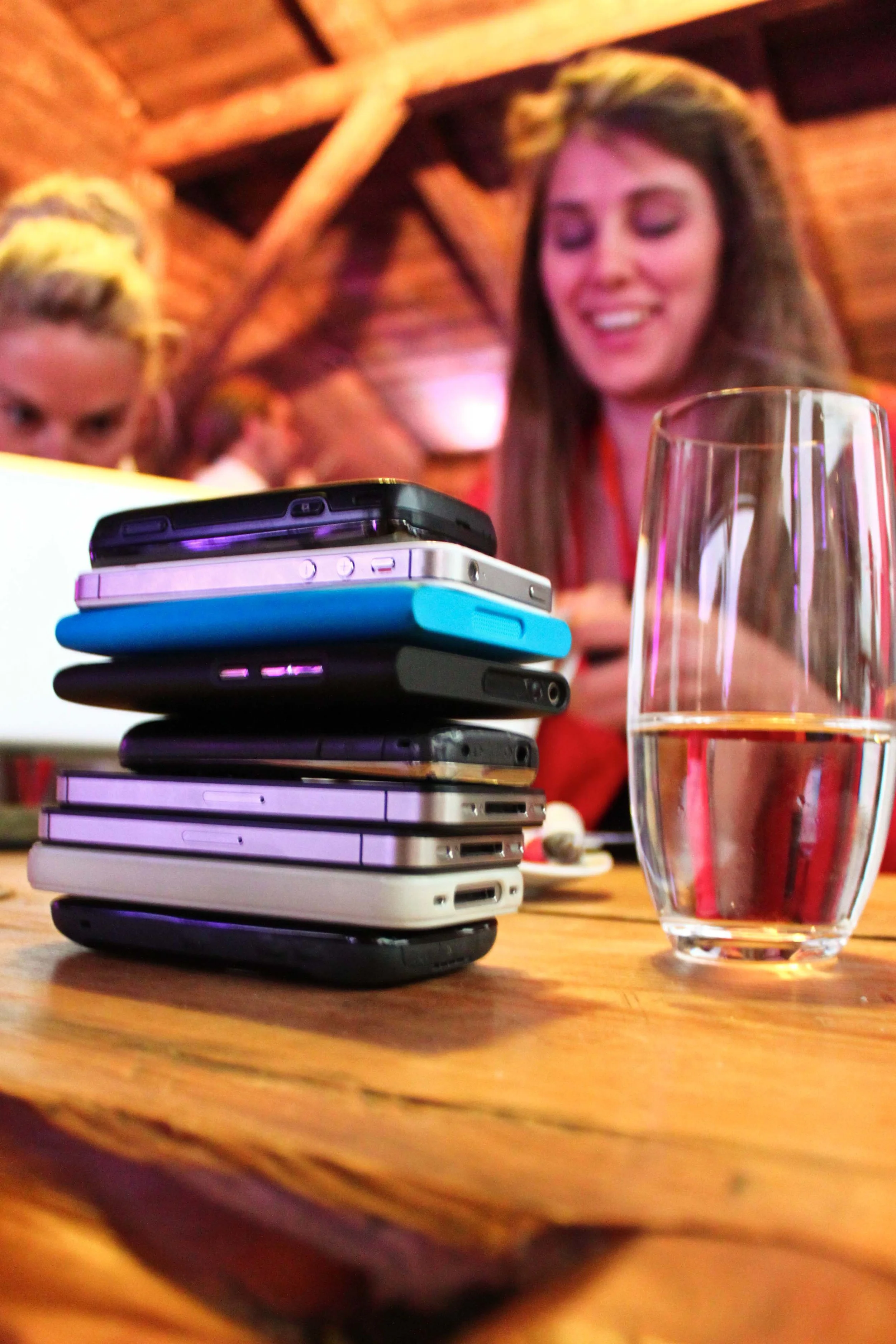 Get people off their phones and conversing again with phonestacking