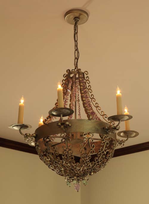 The chandelier is one of my designs using amethyst quartz.