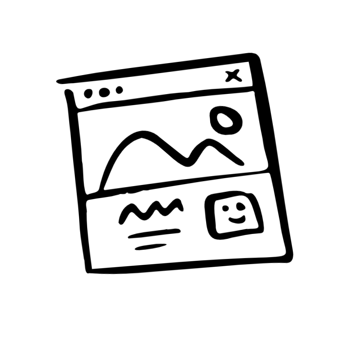 Image of a hand drawn wireframe of a website