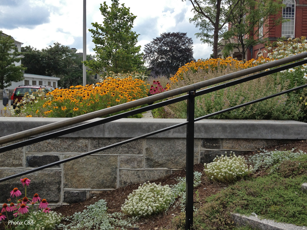 The Cape Ann Museum, in Gloucester’s Historic district, replaced an unsound building across the street with a pocket park/plaza for public use and a small parking lot. CBA designed the space to visually connect the Museum and City Hall, create a setting for a significant piece of art, and provide a passive pocket park for tourists and residents. The new plaza has been a tremendous success, used by the Museum for functions and enjoyed by the general public. 