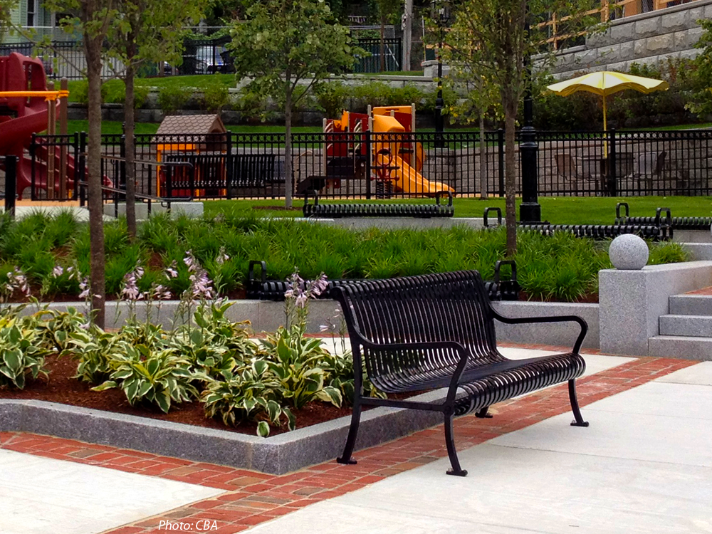  A new residential neighborhood is being created in the heart of Chelsea's former manufacturing area. One of the key components of the City's plan is this brand-new park on a significant corner. CBA's design combines a plaza area that draws visitors 