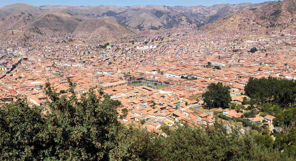  Overlooking present day Cusco from the ruins at Saksaywaman. 