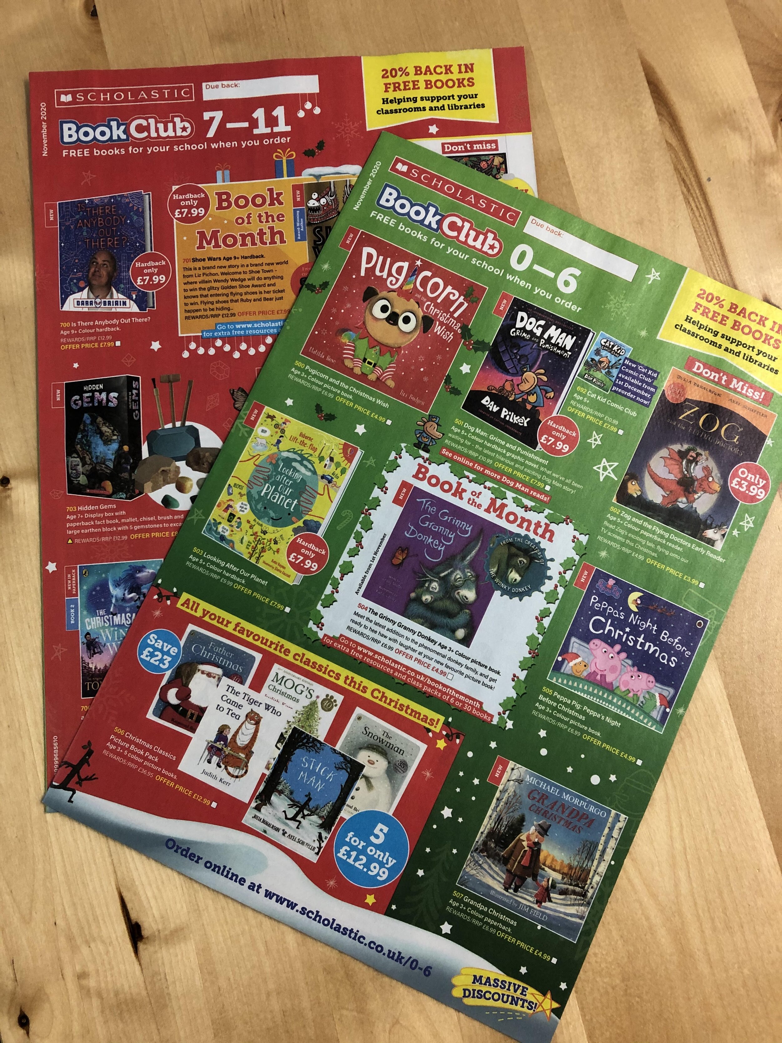 Scholastic Book Club brochures have been given