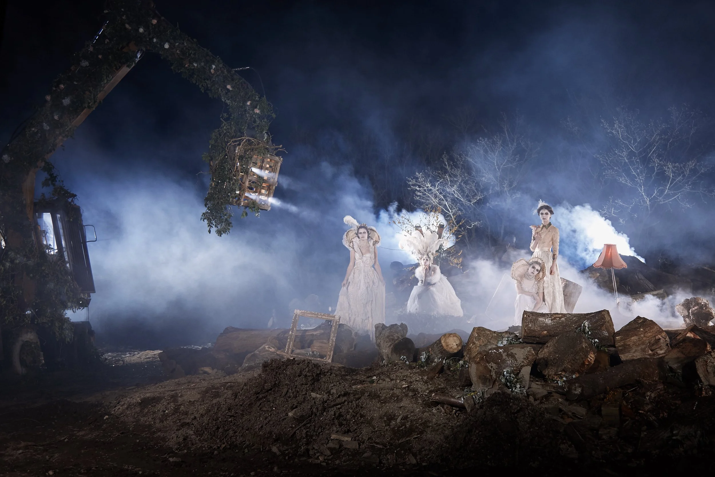 Zombie girls and an Ivy clad earth mover.. what's not to like?