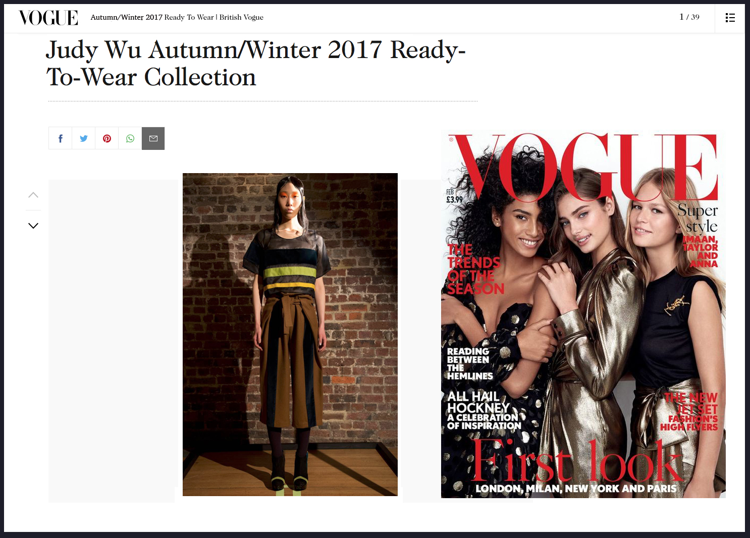 Judy Wu Autumn Winter 2017 Vogue