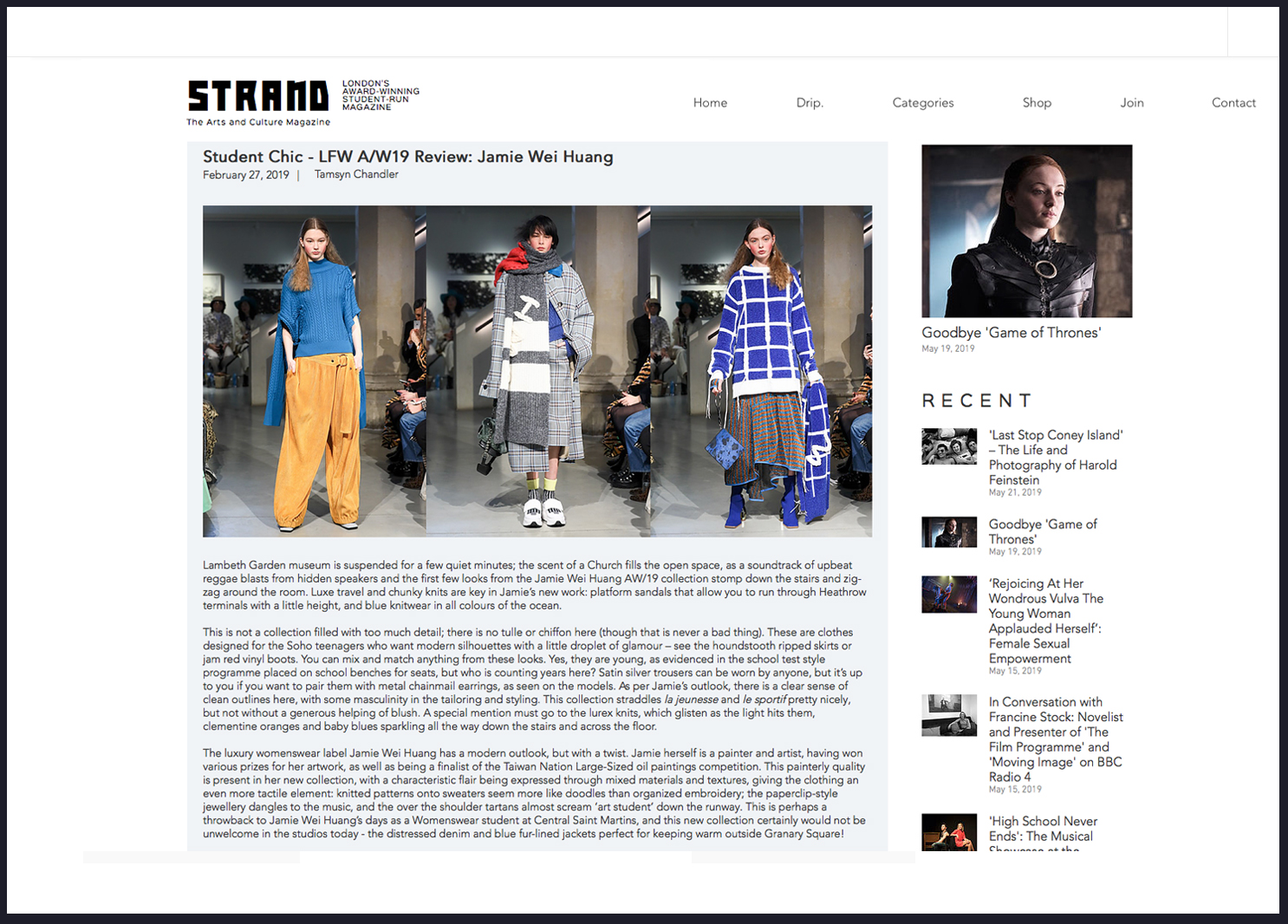 Strand Magazine Jamie Wei Hung A/W 2019