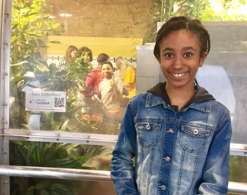 Kaylene, with classmates in the Butterfly Exhibit