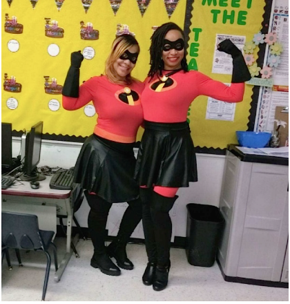 Chamberlain teachers Ms. Graves and Ms. Brown love The Incredibles, too.