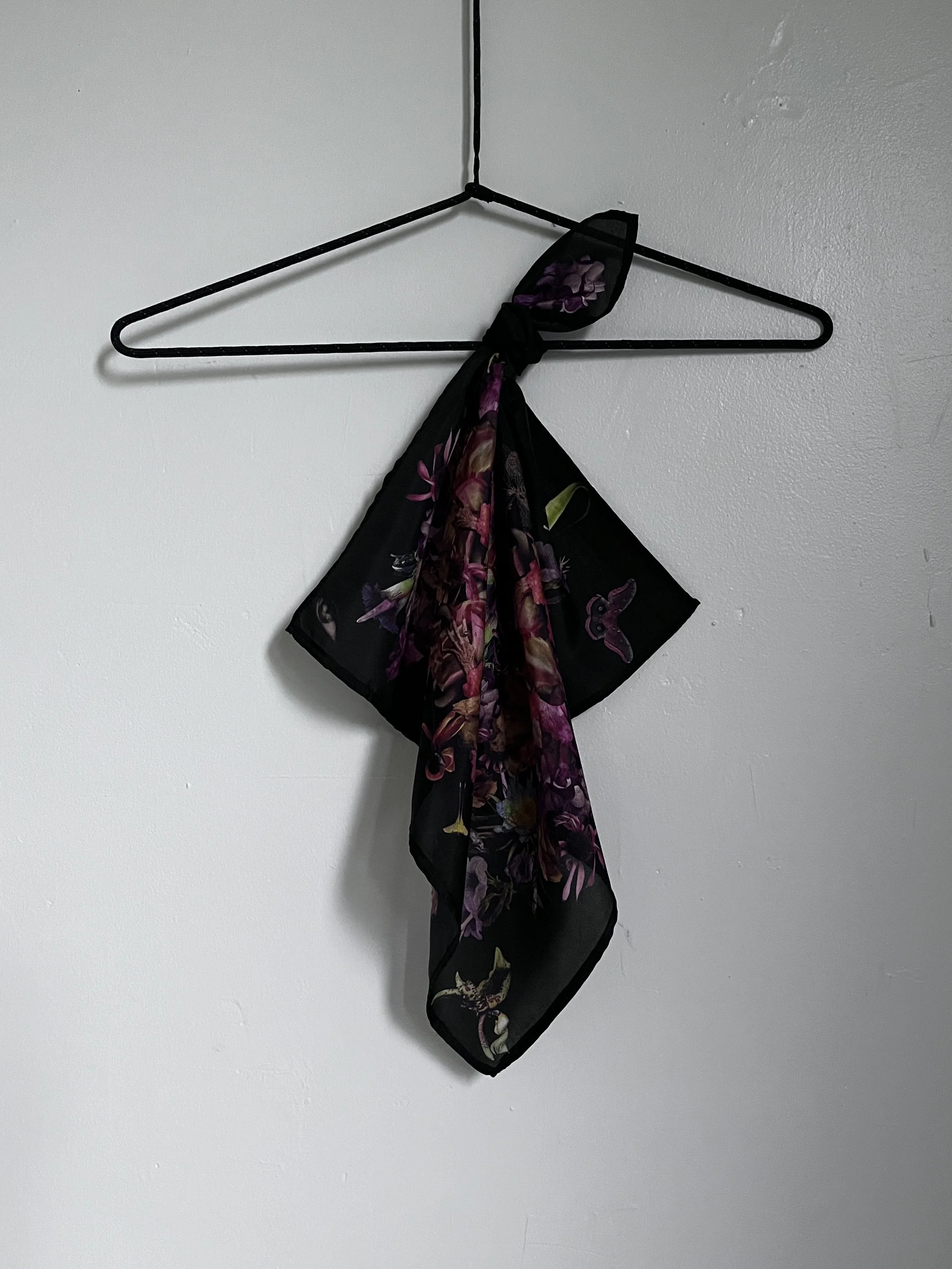 "Nocturnal Garden #01" silk handkerchief