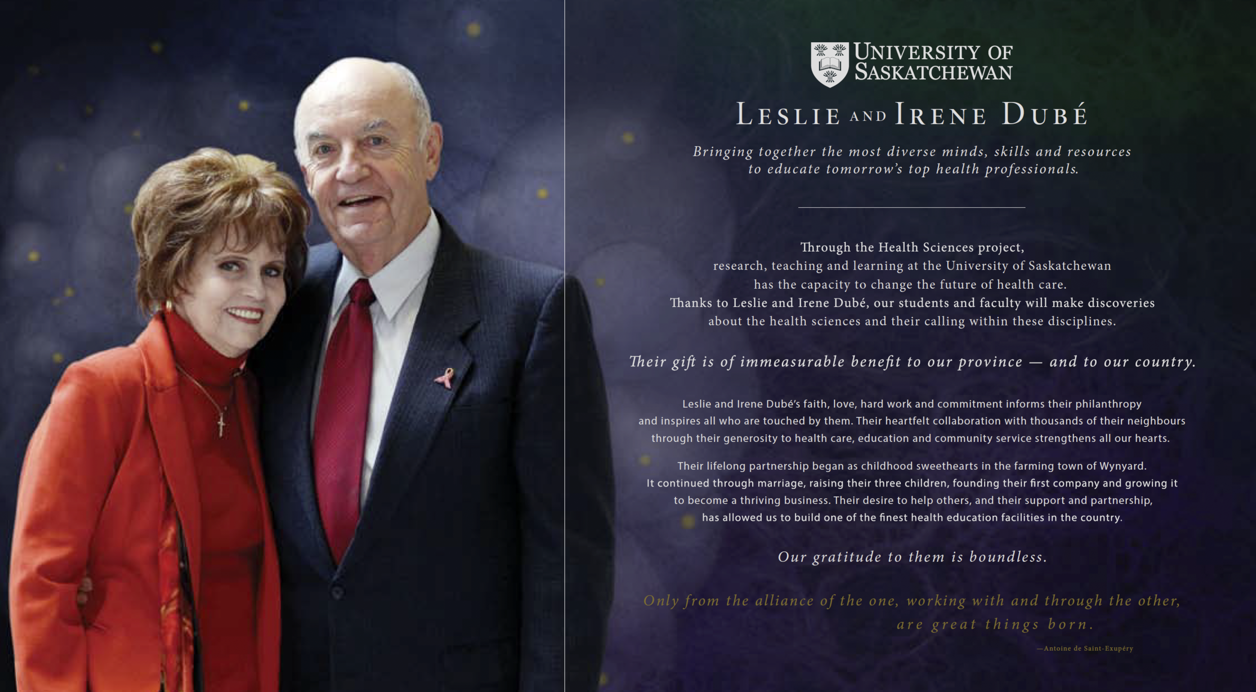 Leslie & Irene Dube Health Sciences Library Tribute, University of Saskatchewan