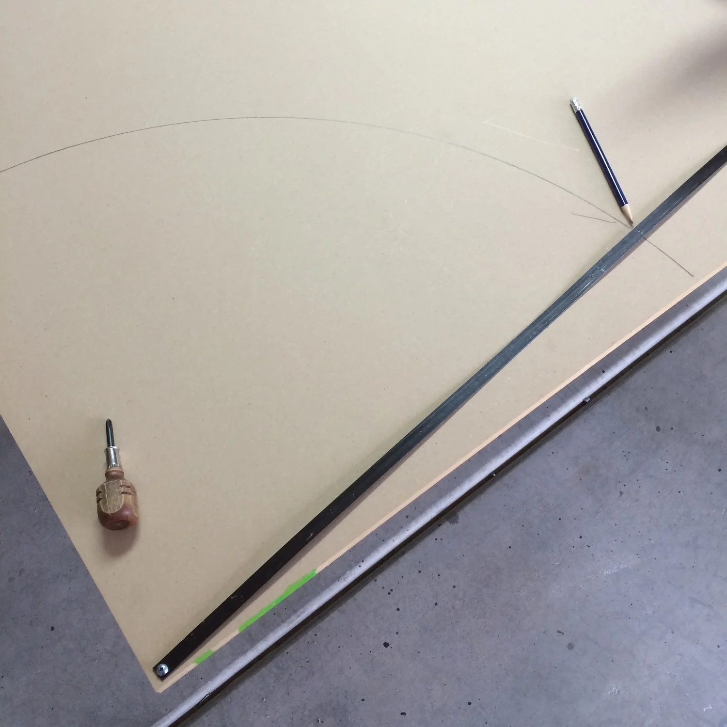 Marking cut marks on rescued cork board from office