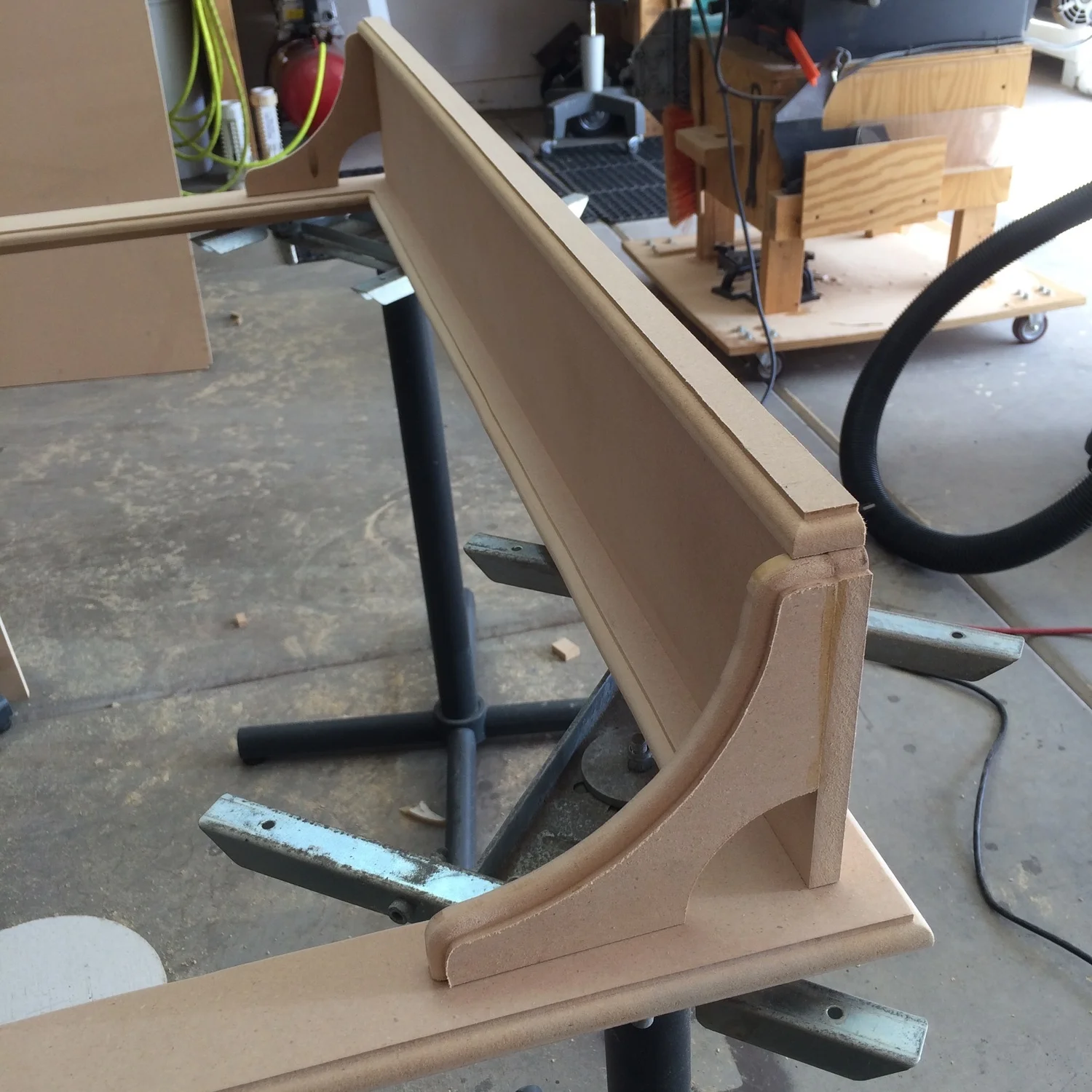 Dart catching shelf, also routed with fanciness and held on with pocket screws