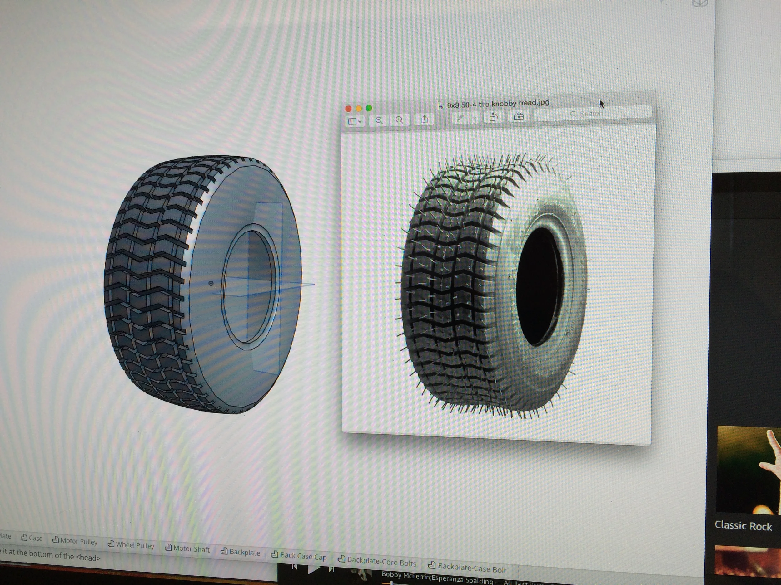 Non-marking 9.5" scooter tire modeled in Onshape