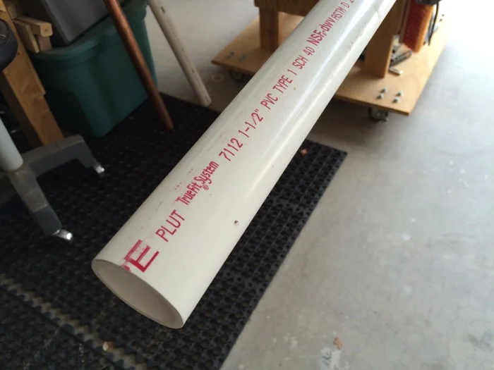 10-foot long, 1-1/2" schedule 40 PVC pipe