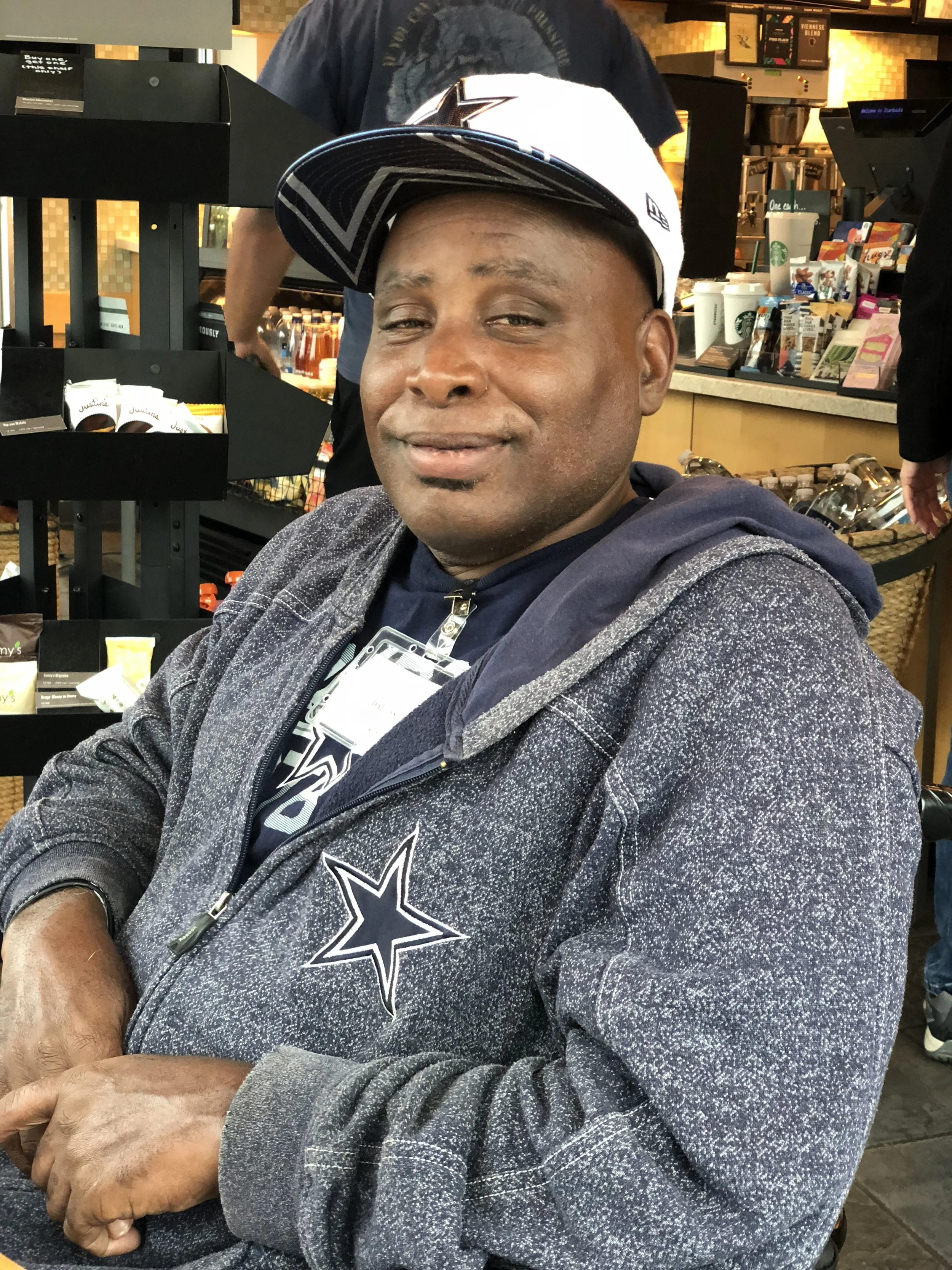 Vincent at one of our morning visits for coffee and conversation.