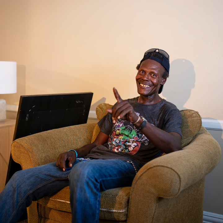 Robert after moving into his new apartment.
