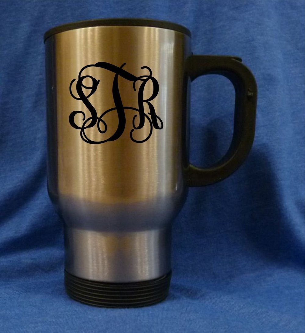 Monogrammed Metallic Travel Mug  Jud's Designs