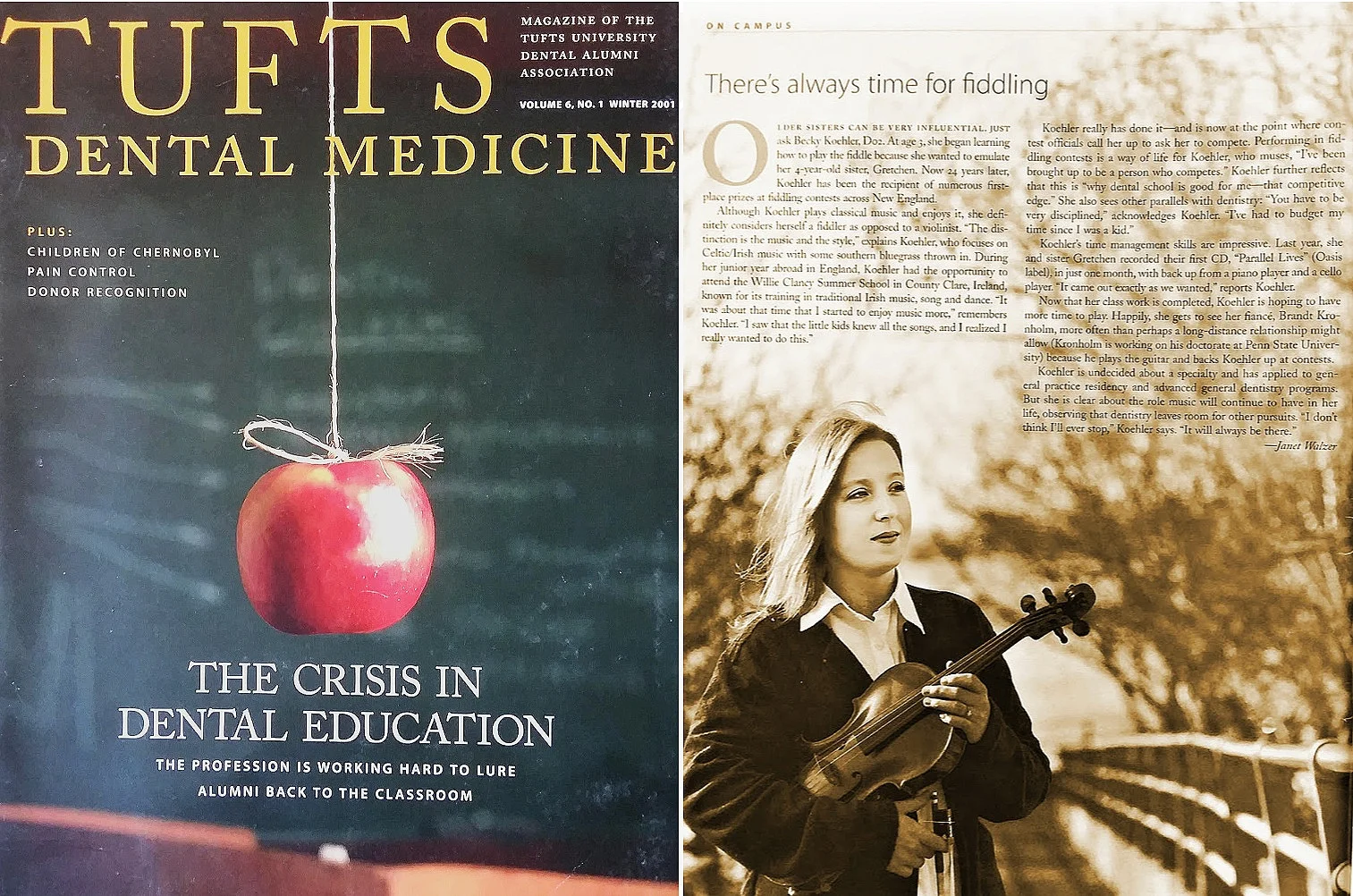 The two tunes featured in the “365 Days of Fiddlers/Video Tune Library” were written while Rebecca Koehler was finishing dental school at Tufts University, Boston, Massachusetts.