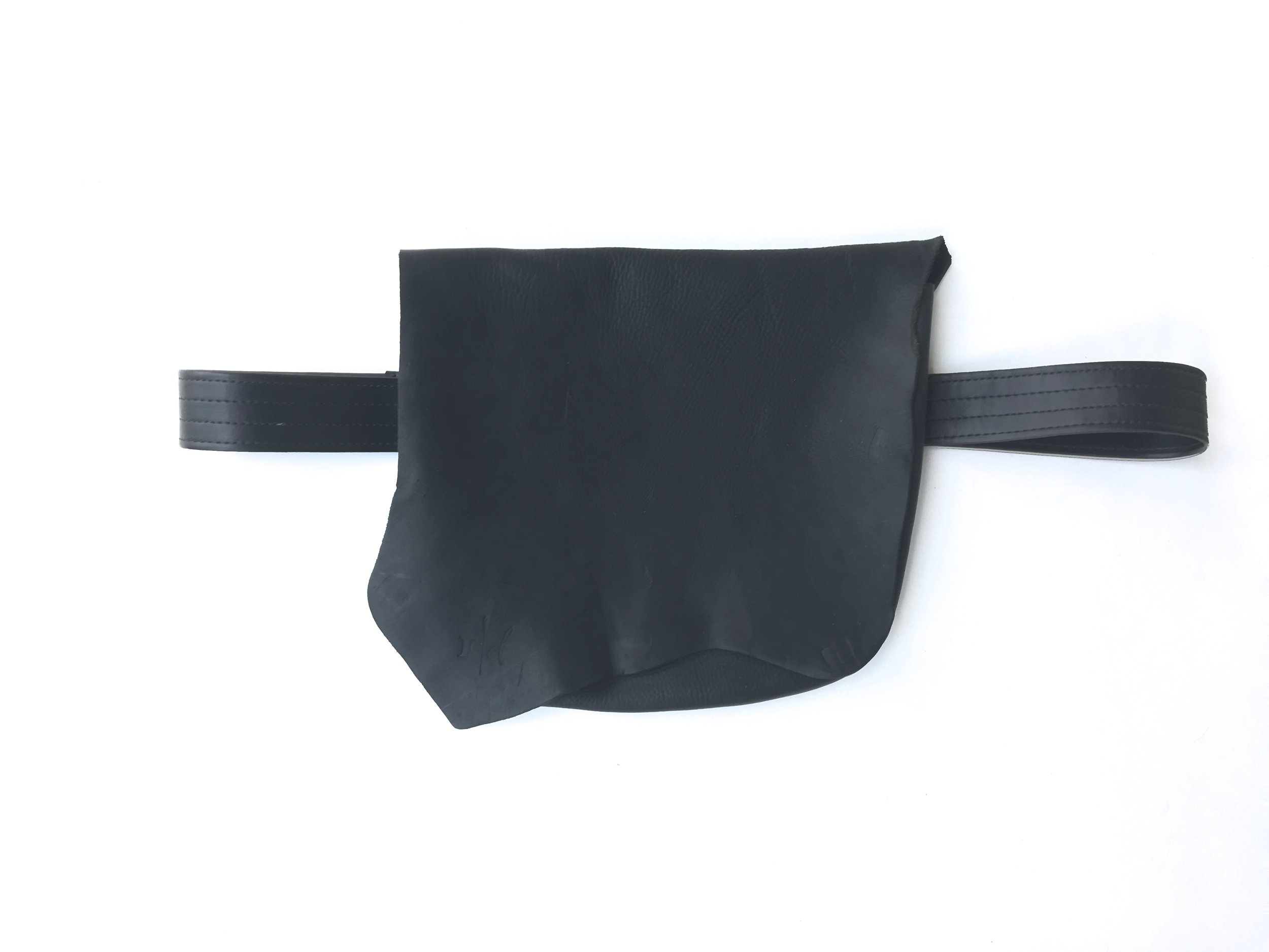 Black Leather Horseshoe Cross Body or Fanny Pack