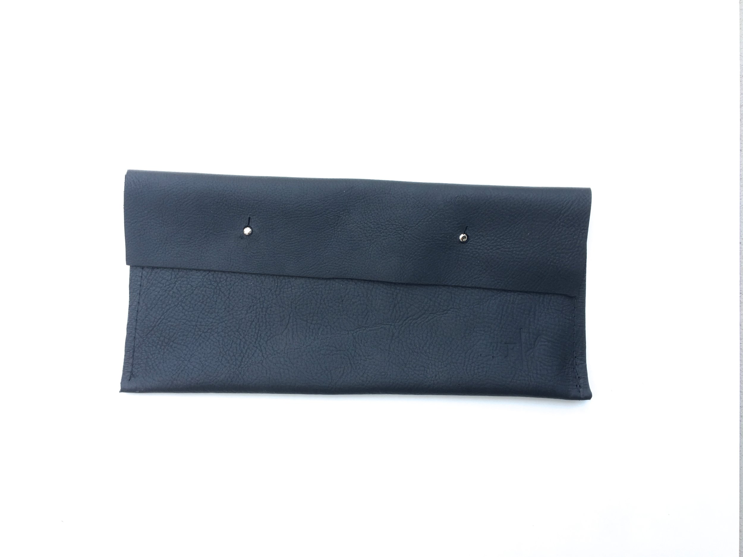 Black Leather Clutch w/Silver Studs