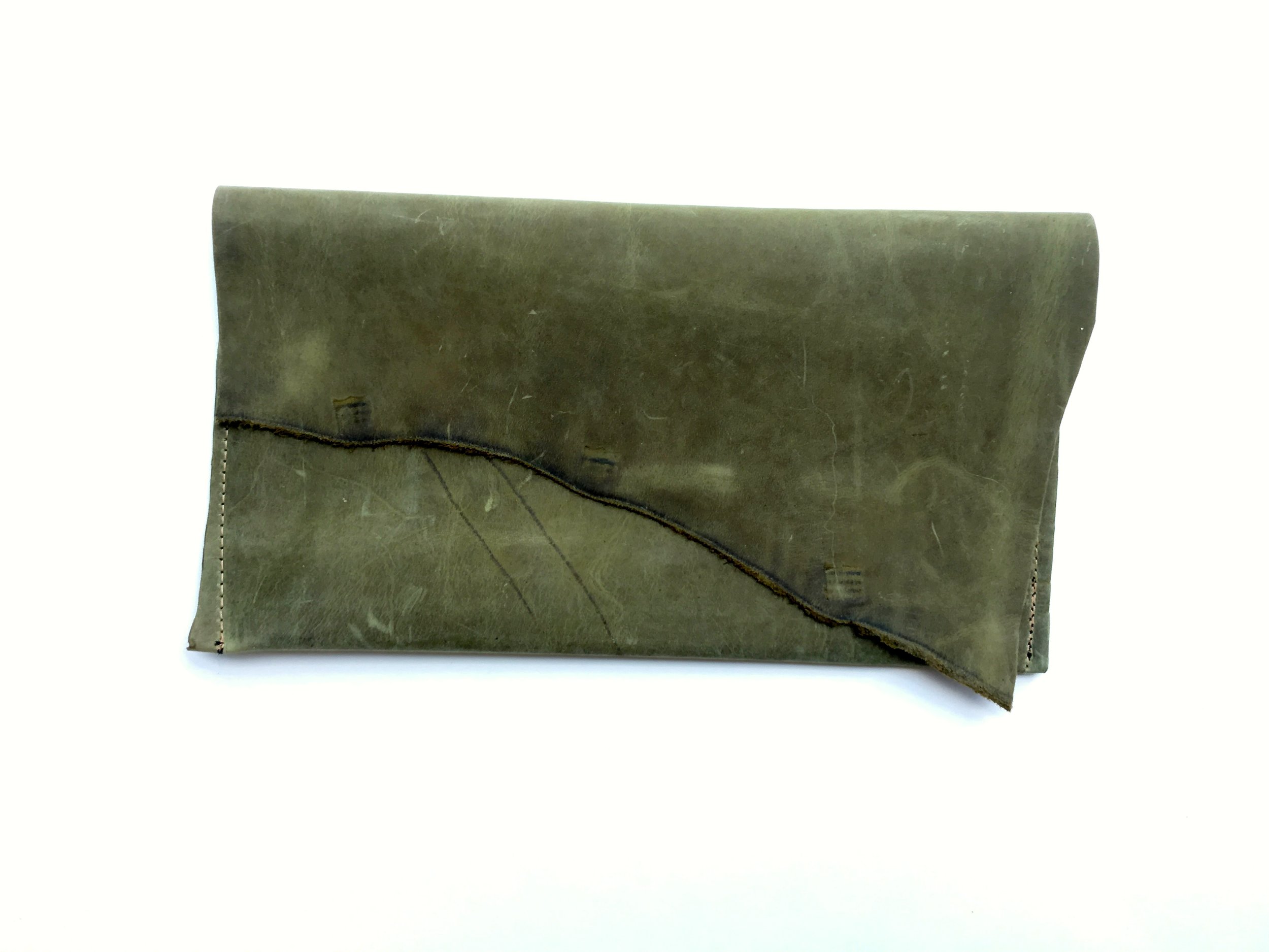 Green Leather Angle Clutch