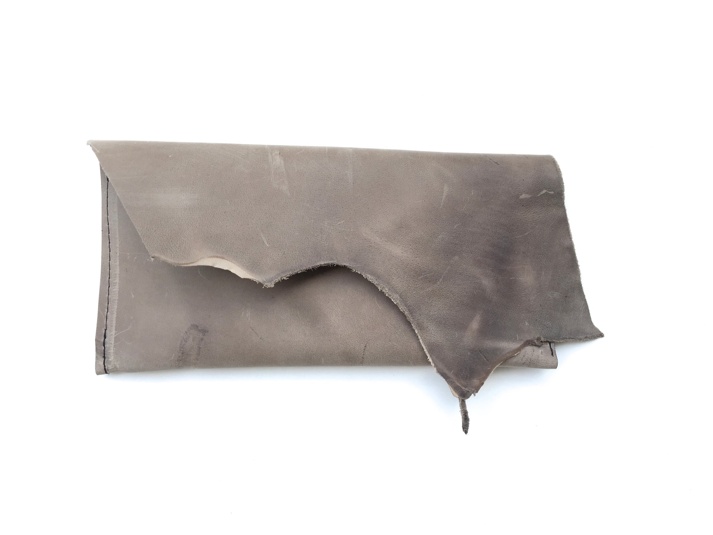 Grey Raw Edge Leather Clutch