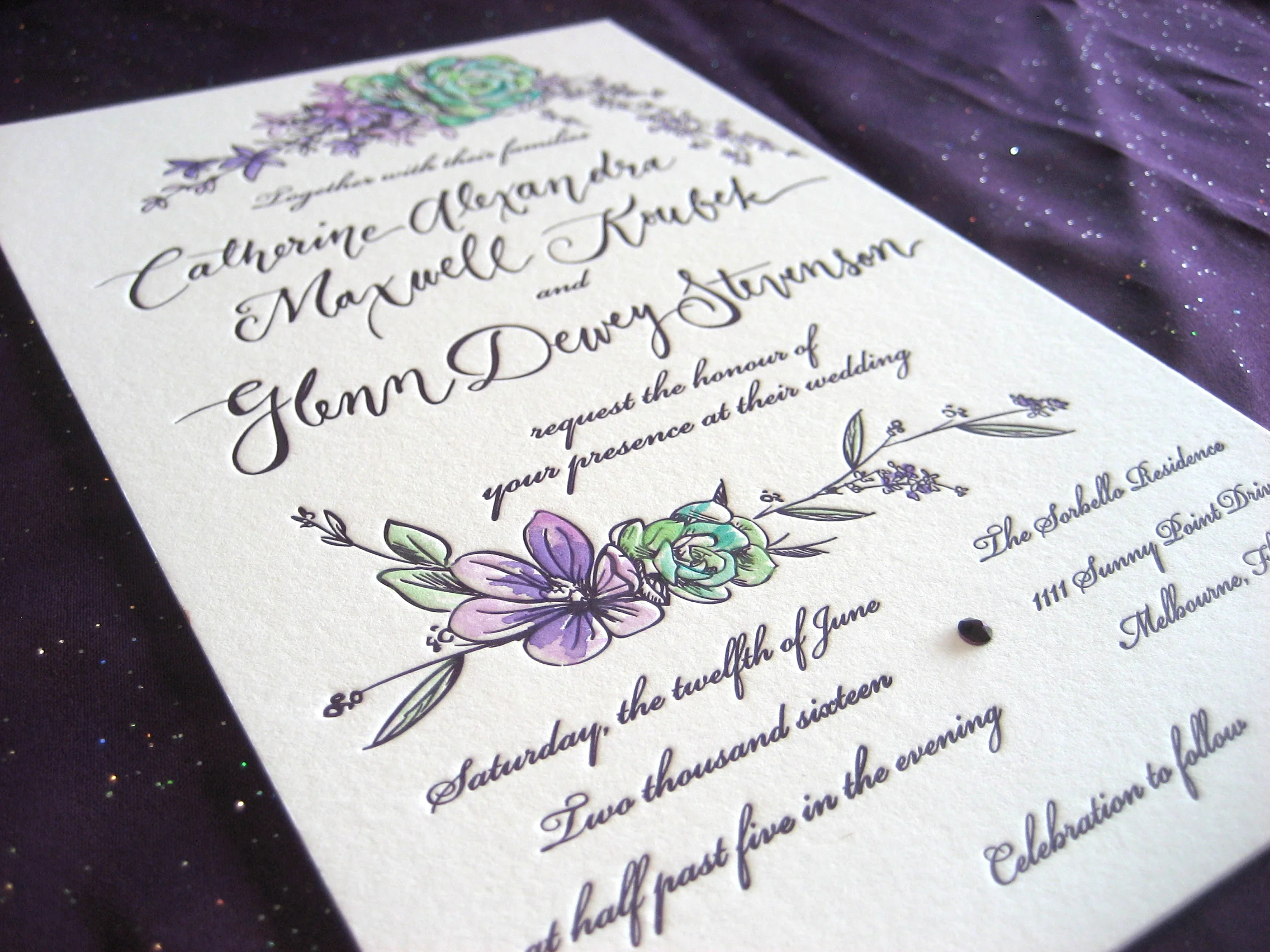 Catherine, on her wedding invitations