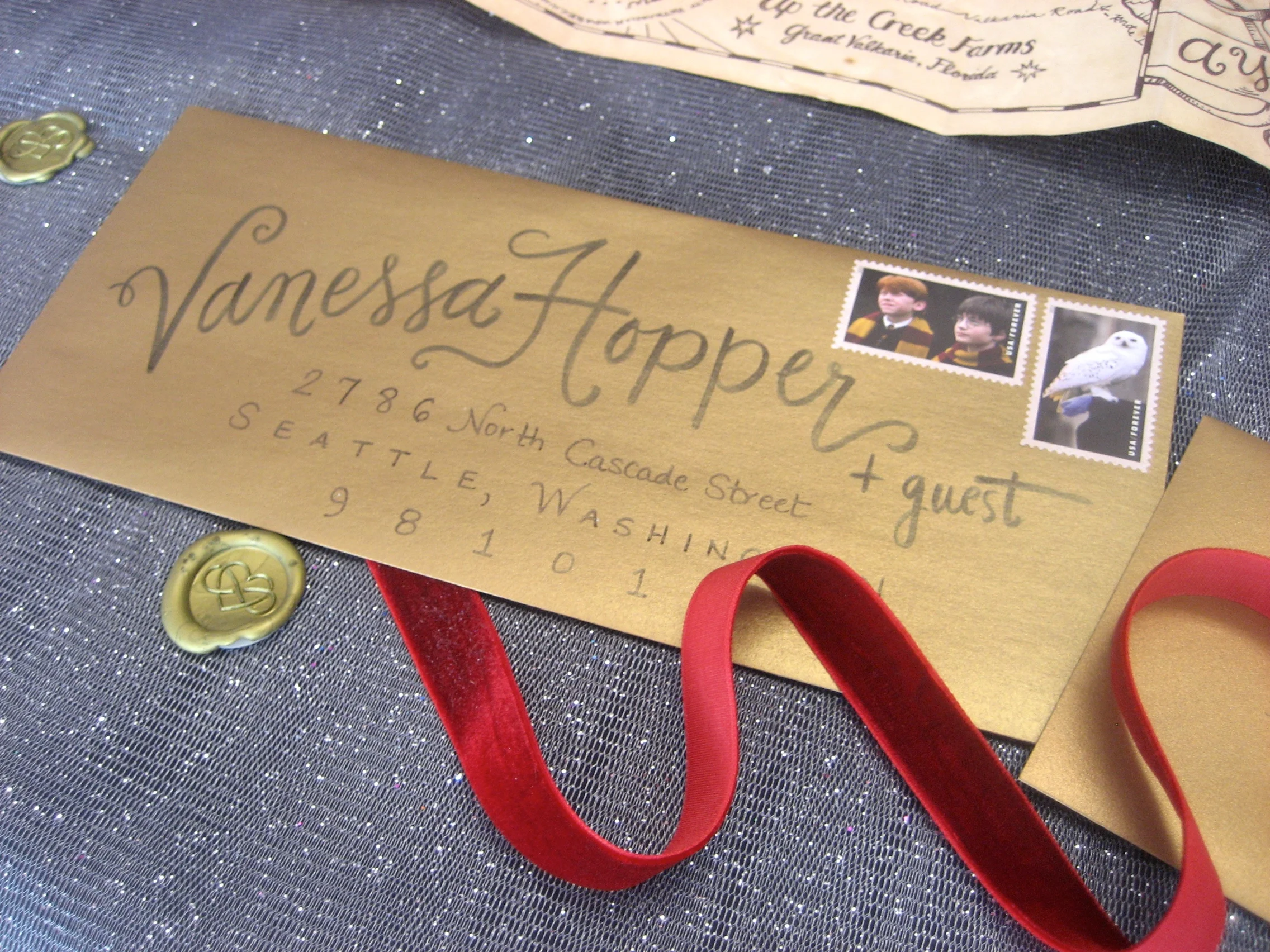 Magical calligraphy for a Harry Potter themed wedding!