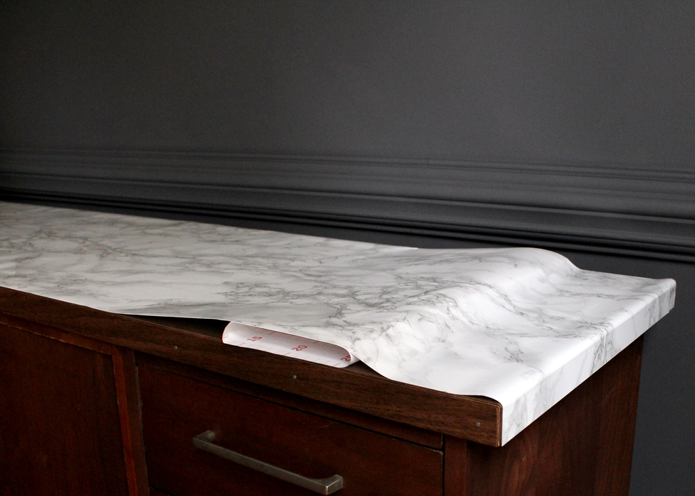 Faux Marble Contact Paper Tabletop, How To Put Contact Paper On Desk
